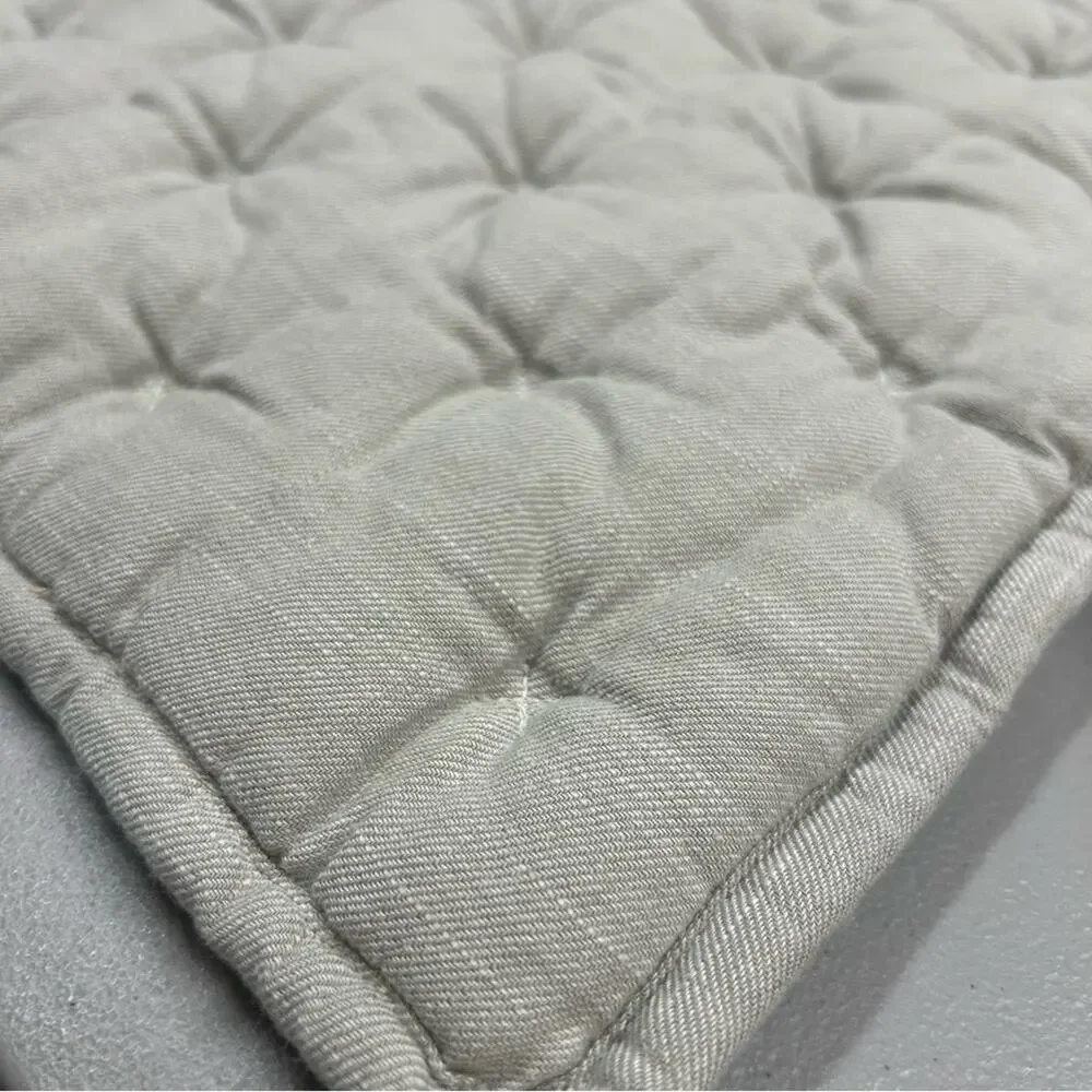 Pottery Barn Cotton Cross Stitch KING Quilted Pillow Sham Cover Eucalyptus Green